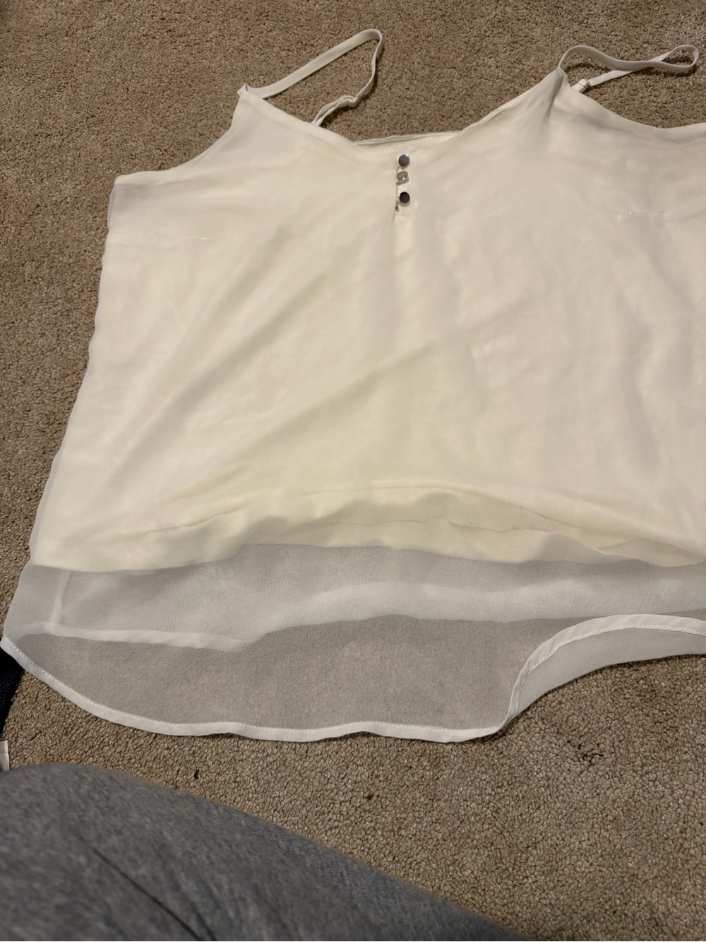 New York & Company Cream Sheer-Layered Spaghetti Strap Tank